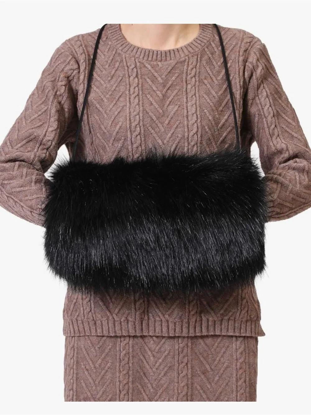 NEW Faux Fur Black Muffler Elegant Dinner Parties